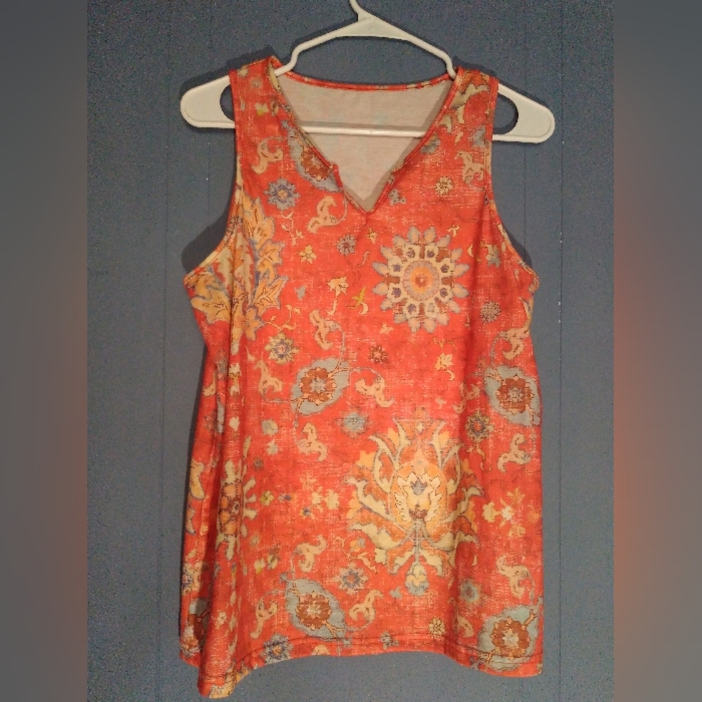 Women's orange top unique design size large